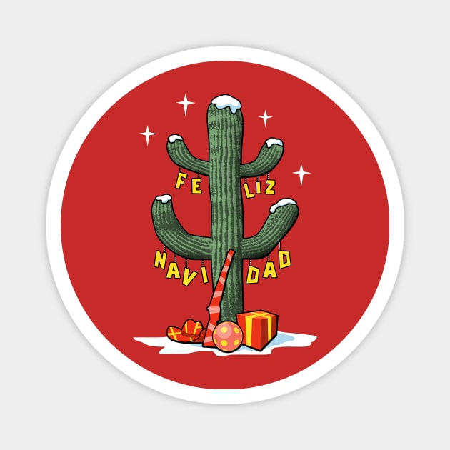 Feliz Navidad Christmas Cactus Magnet by robotrobotROBOT